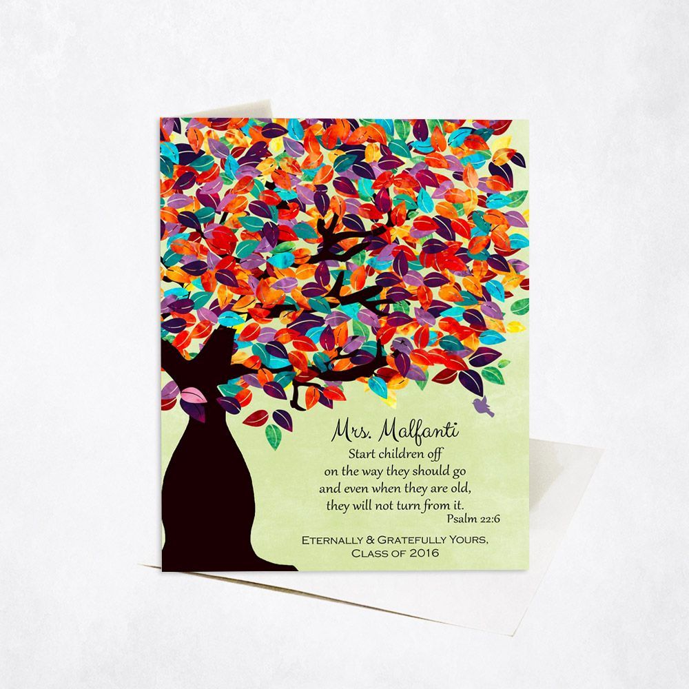 Colorful Spring Tree Teacher Appreciation Card Gift for Educator C-1232