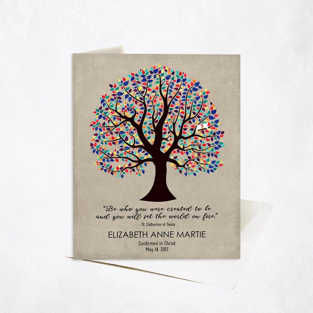 #1 Best Seller - Curly Tree Faith Milestone Card Gift for Godchild C-1458