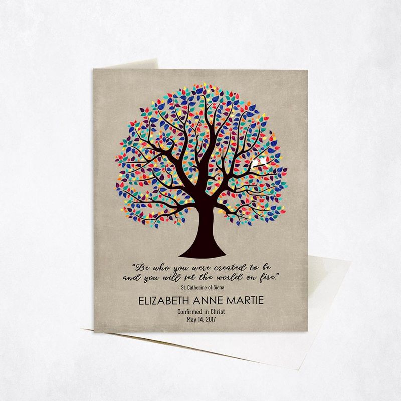 #1 Best Seller - Curly Tree Faith Milestone Card Gift for Godchild C-1458