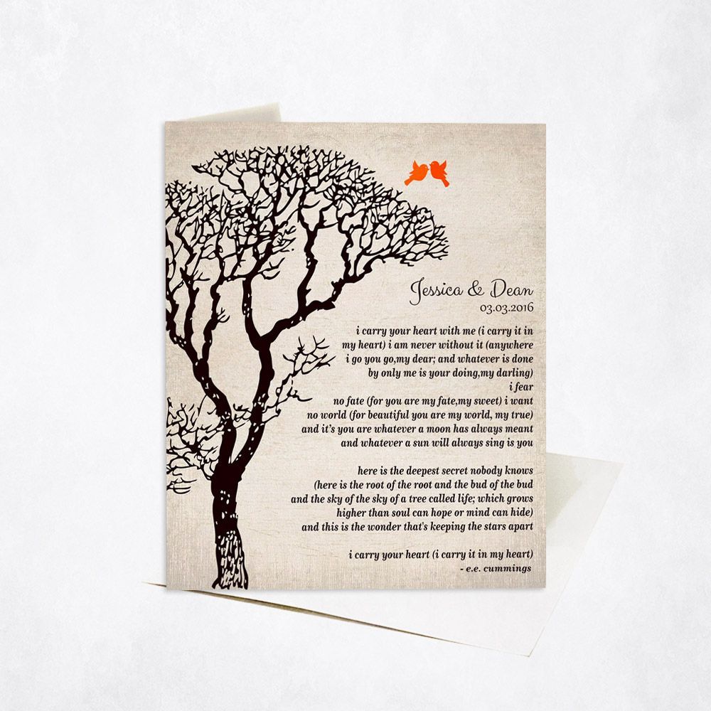 Dark Bare Tree 10th Anniversary Card Gift for Couple C-1301