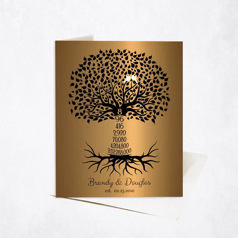 Brass Countdown Tree 8th Anniversary Card Gift for Couple C-1466