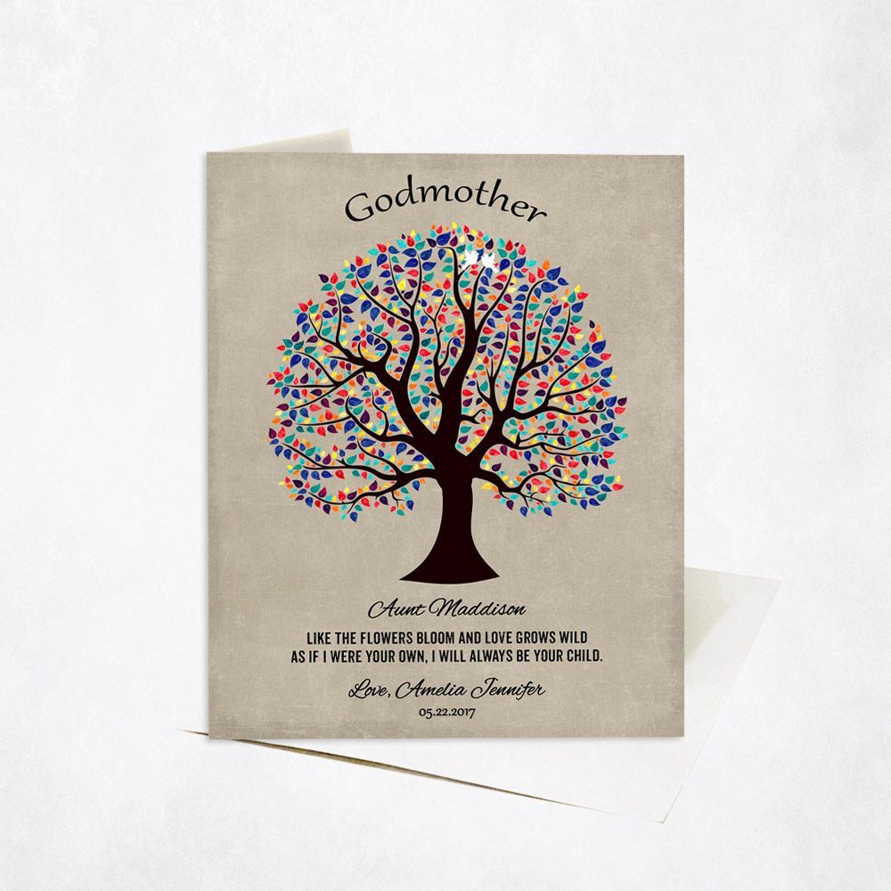 Curly Tree Faith Milestone Card Gift for Godmother C-1460