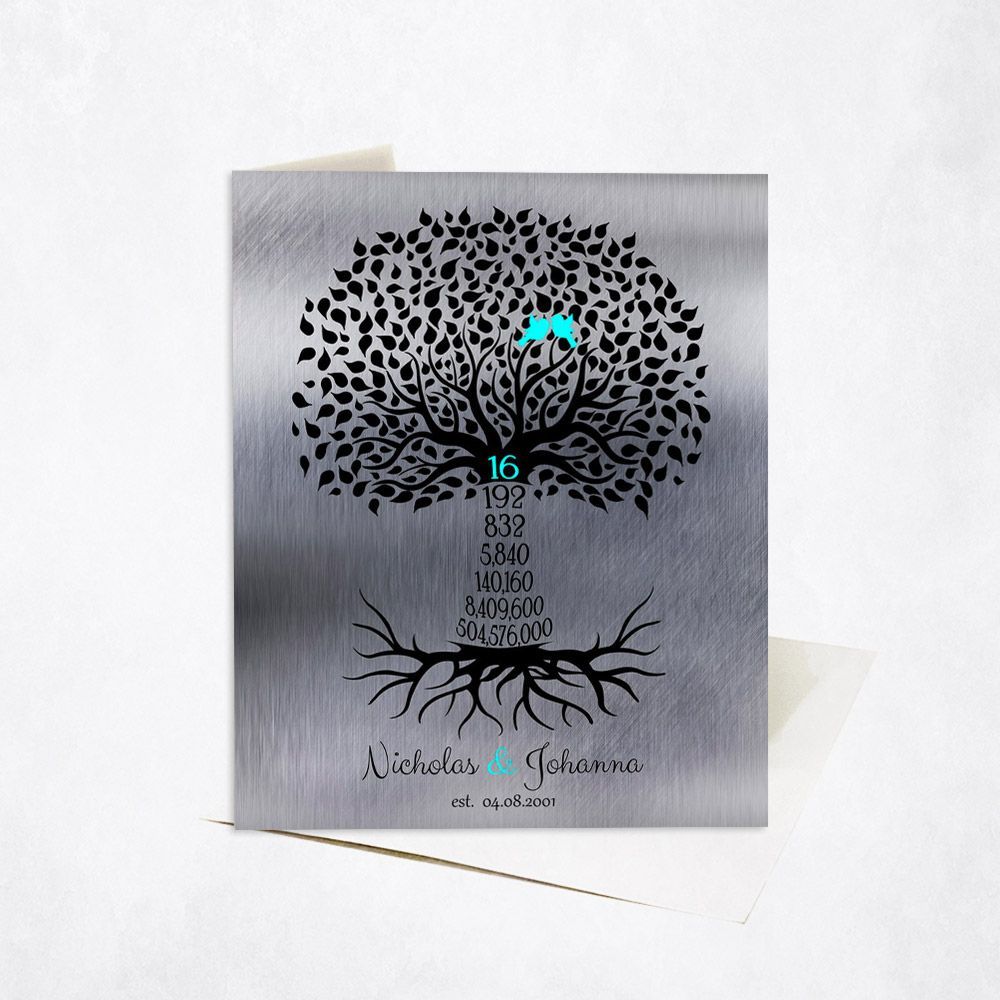 Tin Countdown Tree 16th Anniversary Card Gift for Couple C-1446