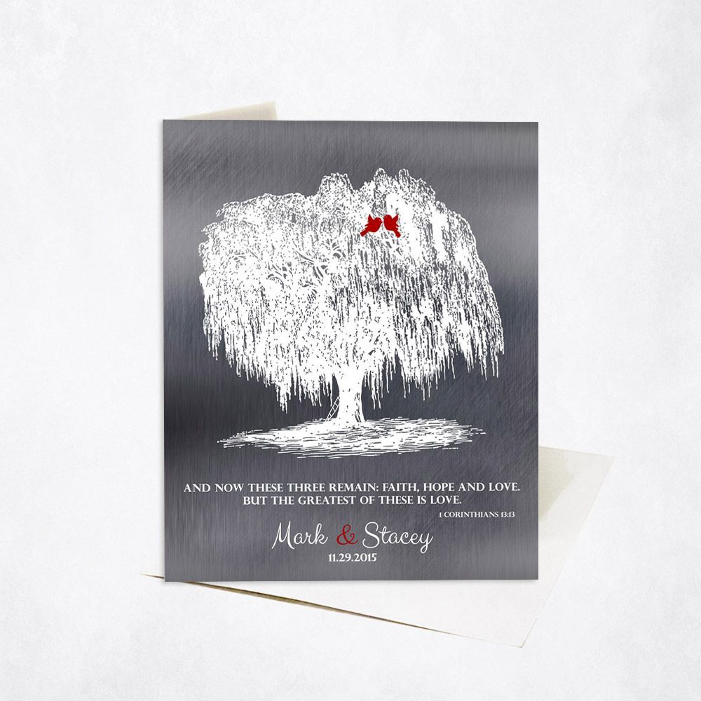 Tin Willow Silhouette 10th Anniversary Card Gift for Couple C-1412