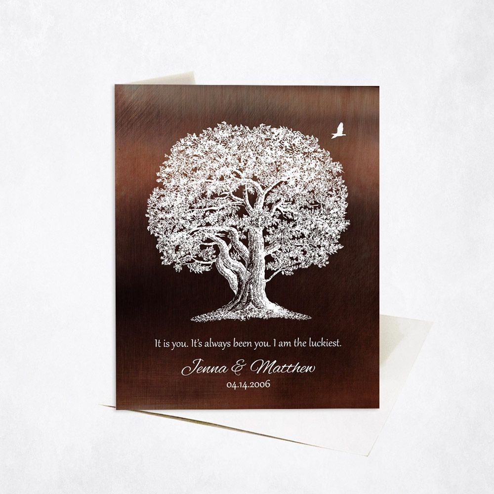 Bronze Oak Tree 8th Anniversary Card Gift for Couple C-1394