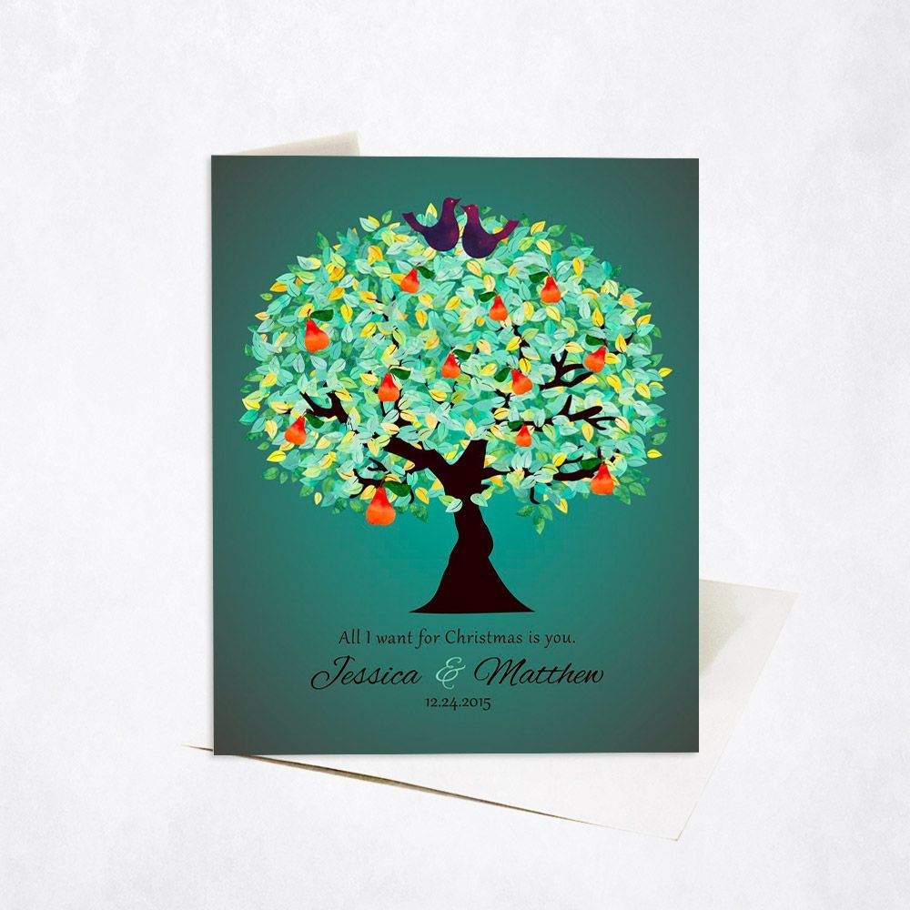 Christmas Pear Tree Christmas Card Gift for Couple C-1184