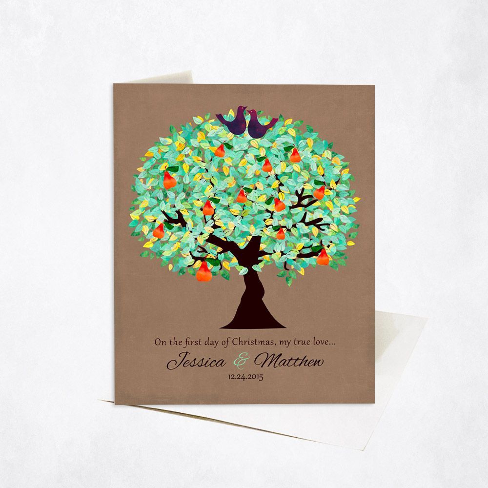 Christmas Pear Tree Christmas Card Gift for Couple C-1183
