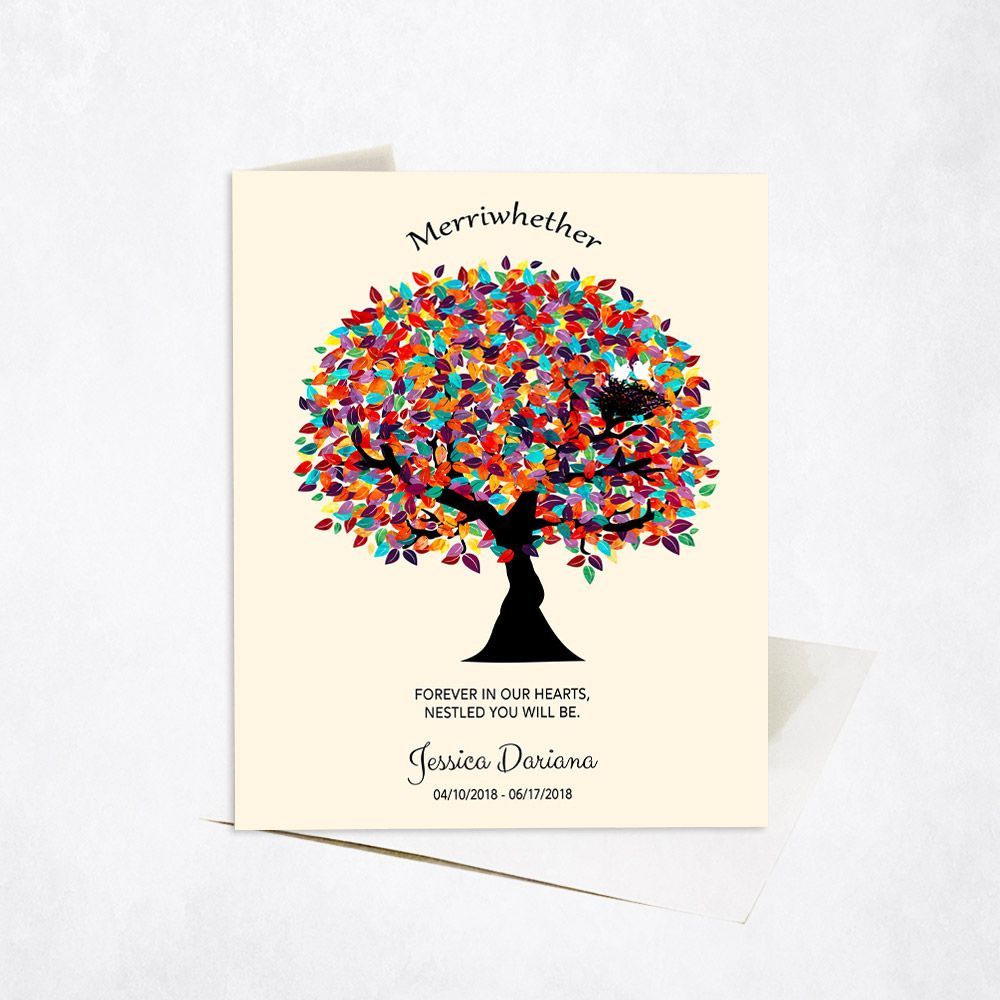 Colorful Spring Tree Memorial Card Gift for Bereaved Parents C-1362