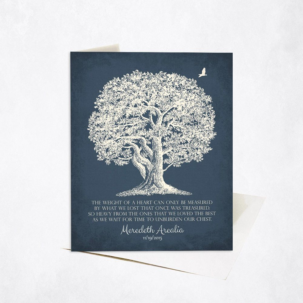 #1 Best Seller - Oak Tree Silhouette Memorial Card Gift for Bereaved Family C-1146
