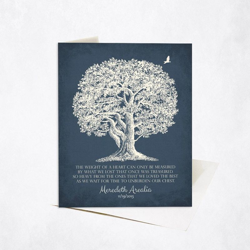 #1 Best Seller - Oak Tree Silhouette Memorial Card Gift for Bereaved Family C-1146