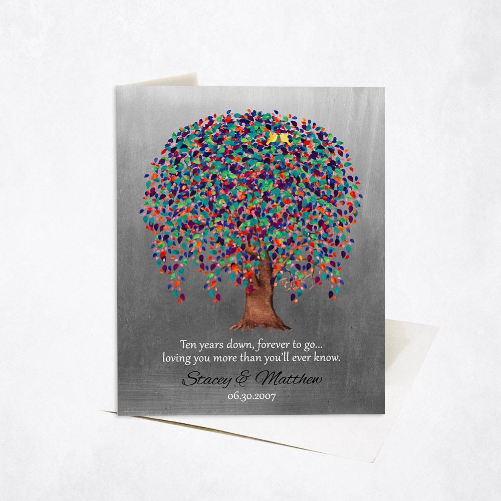 #1 Best Seller - Tin Willow Tree 10th Anniversary Card Gift for Couple C-1512