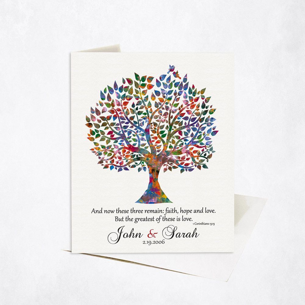 #1 Best Seller - Watercolor Tree  Wedding Card Gift for Couple C-1493