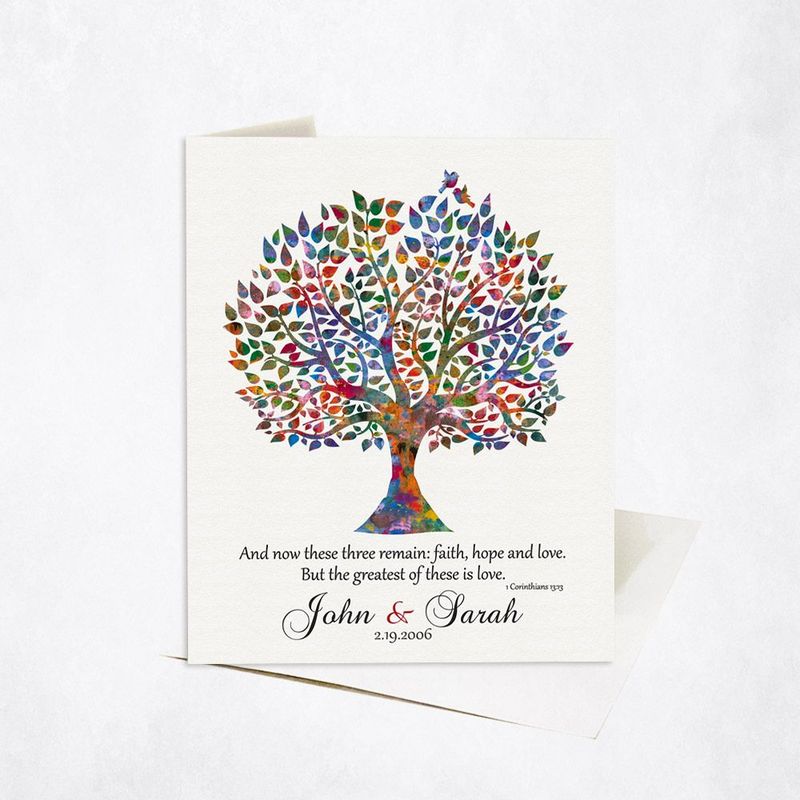 #1 Best Seller - Watercolor Tree  Wedding Card Gift for Couple C-1493