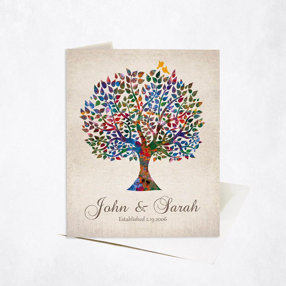 Watercolor Tree Anniversary Card Gift for Couple C-1254