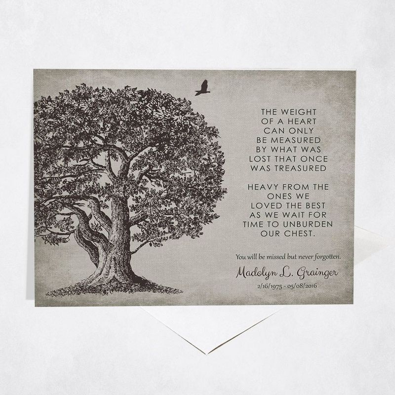 Oak Tree Memorial Card Gift for Bereaved Family C-1328