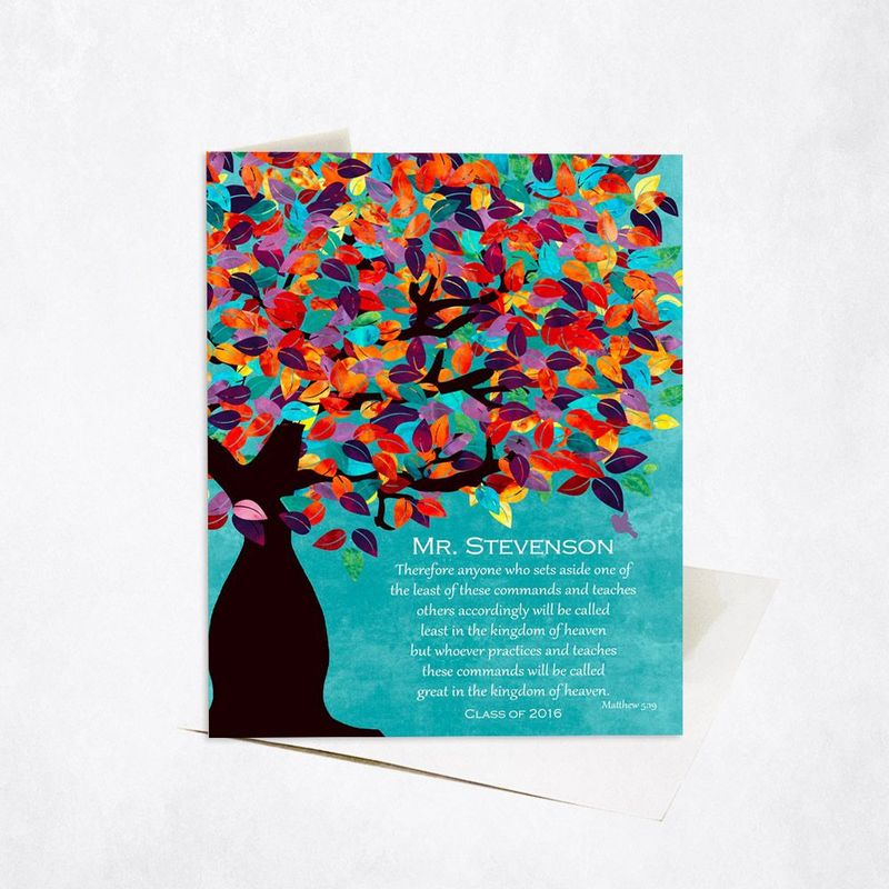 Colorful Spring Tree Teacher Appreciation Card Gift for Educator C-1233