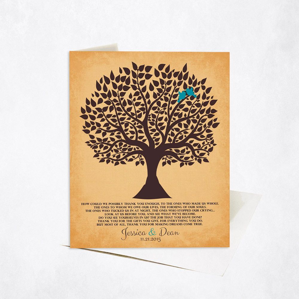Tree Silhouette Wedding Card Gift for Parents C-1118