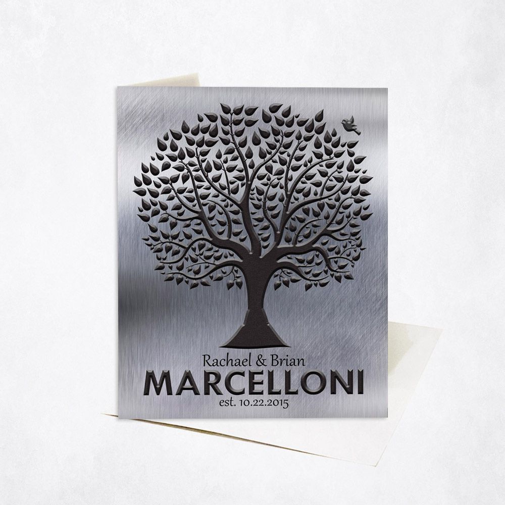 Tin Dark Tree Silhouette Wedding Card Gift for Couple C-1212