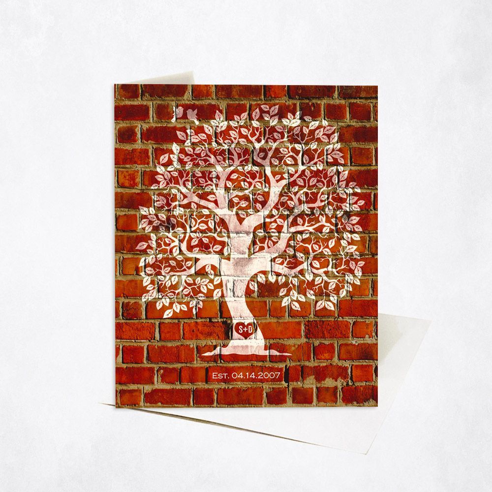 Brick Artful Tree 8th Anniversary Card Gift for Couple C-1384