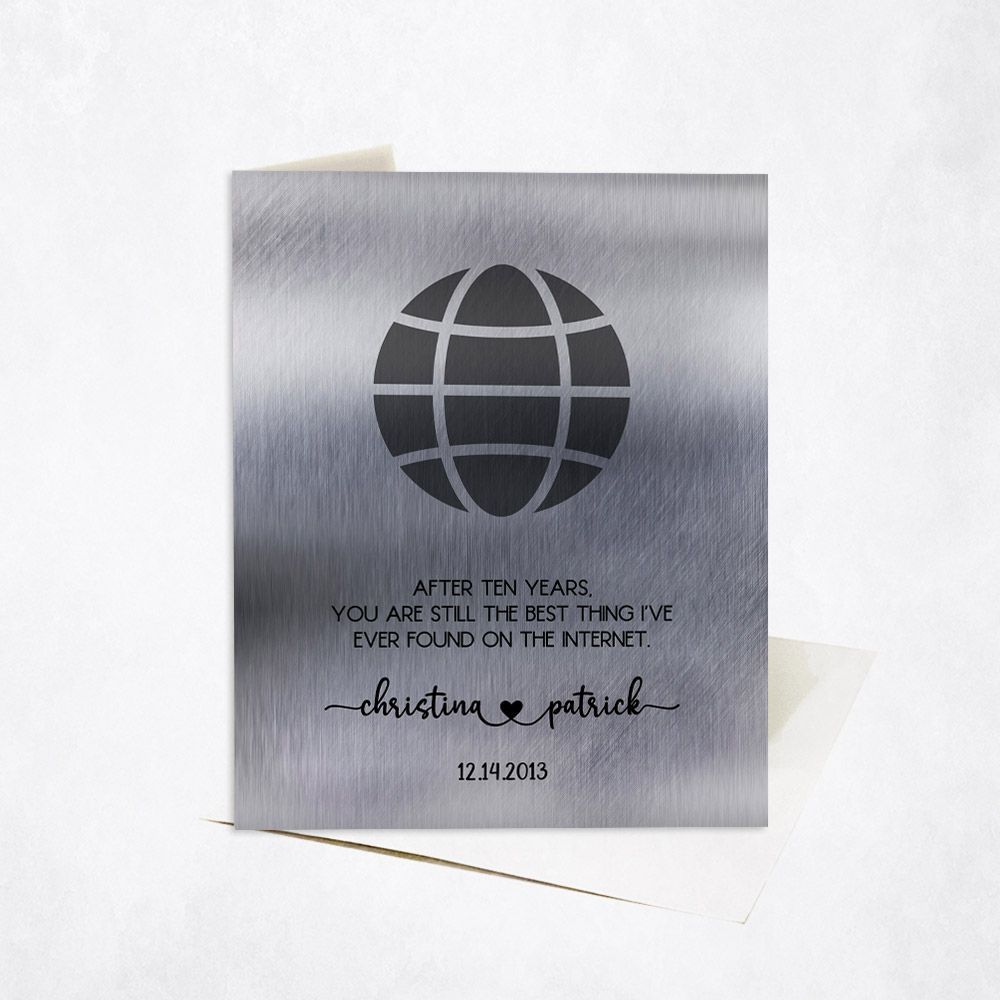 Tin Couple Silhouette 10th Anniversary Card Gift for Couple C-1571