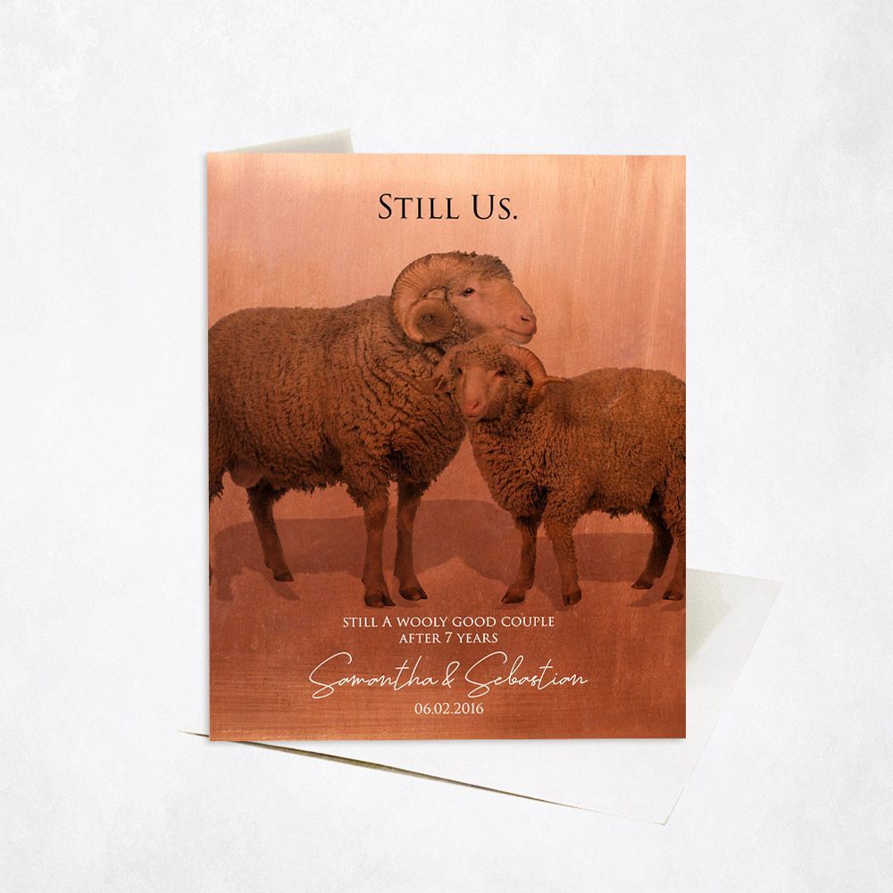 Sheep Wool 7th Anniversary Card Gift for Couple C-1559