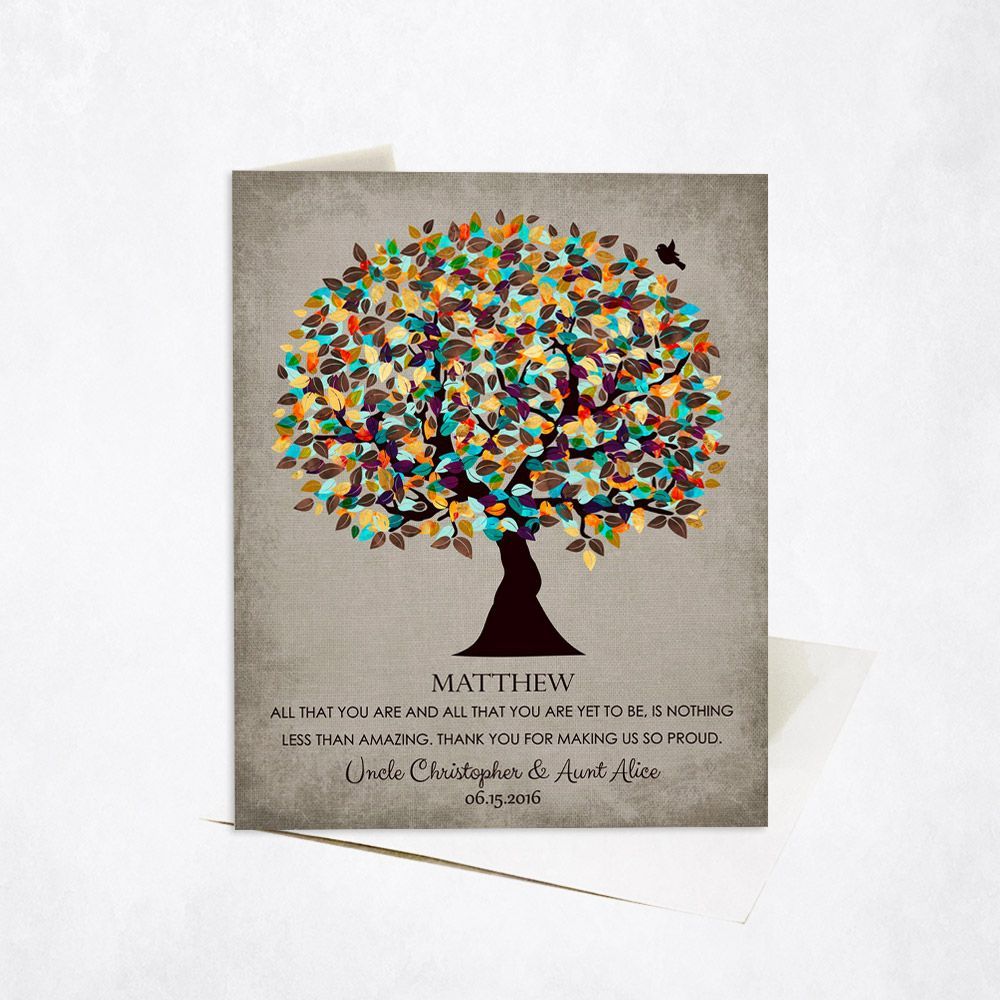 Autumn Tree Graduation Card Gift for Nephew C-1324