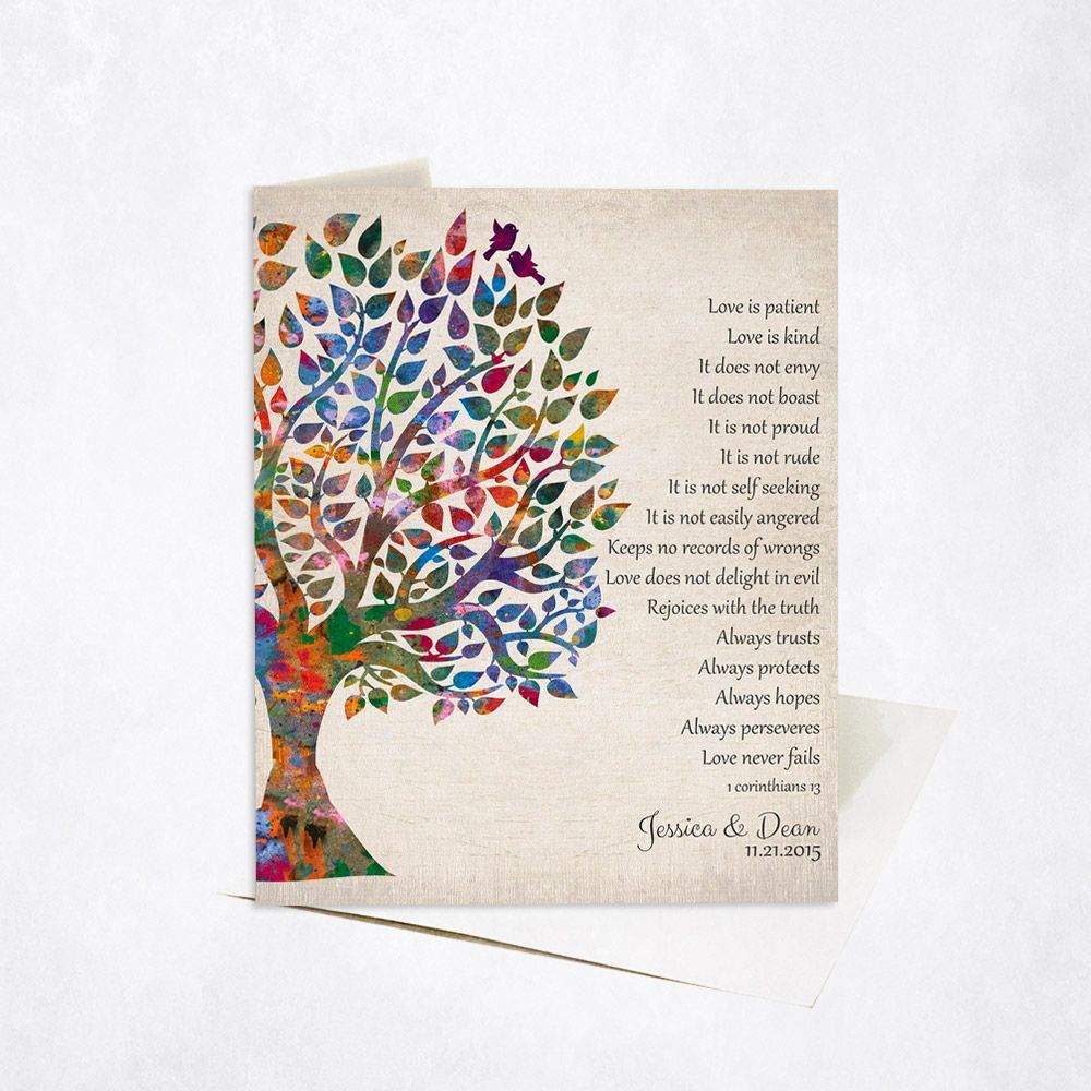 #1 Best Seller - Half Watercolor Tree 10th Anniversary Card Gift for Couple C-1274