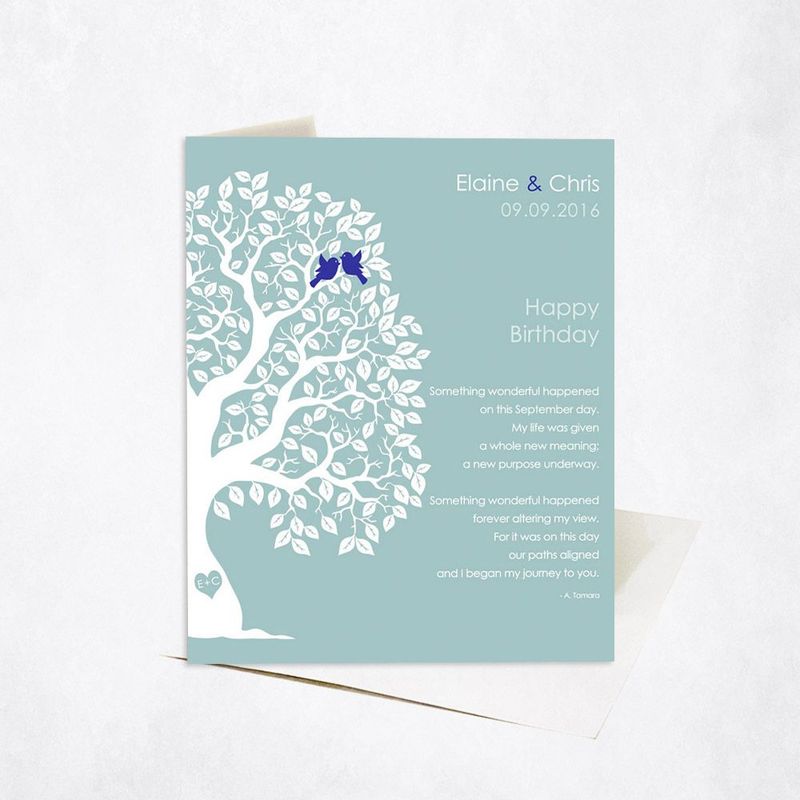 Half Artful Tree Spouse Birthday Card Gift for Spouse C-1721