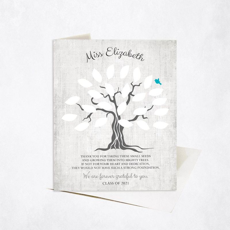 Names in Leaves Teacher Appreciation Card Gift for Educator C-1797