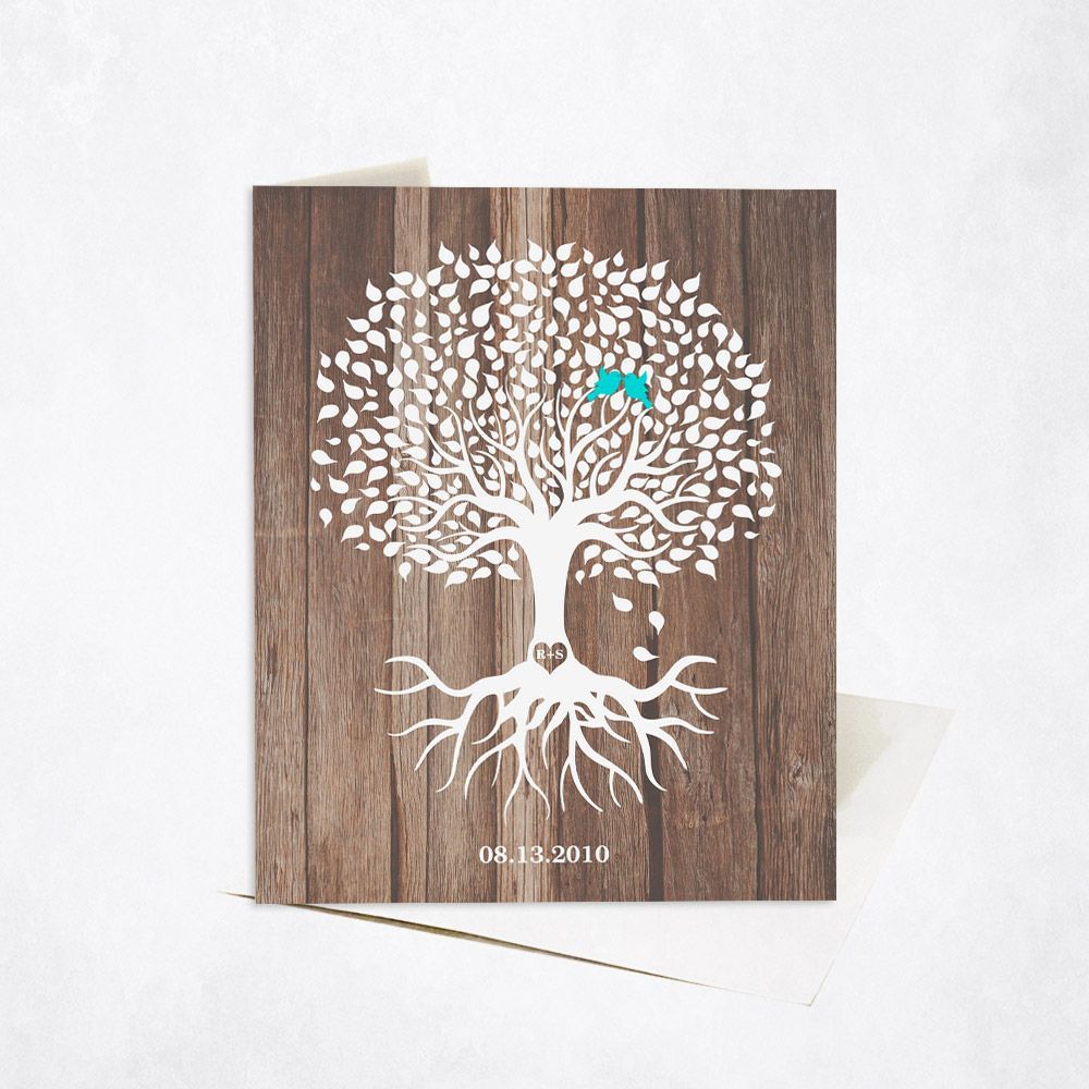 Wood Tree with Roots 5th Anniversary Card Gift for Couple C-1726