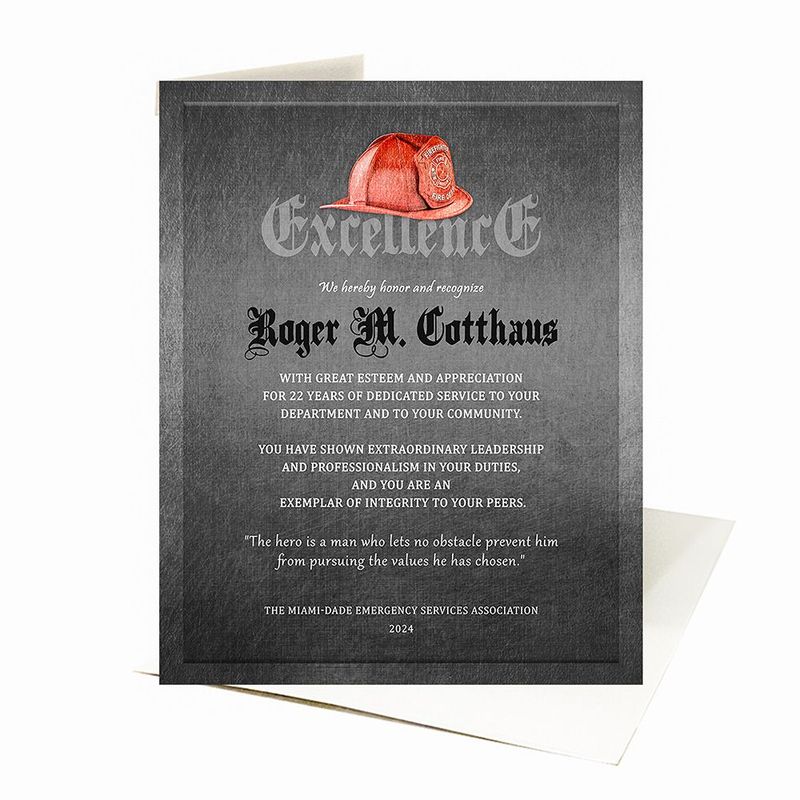 #1 Best Seller - Tin Firefighter Helmet Excellence Retirement Card Gift for Fire Fighters C-2107