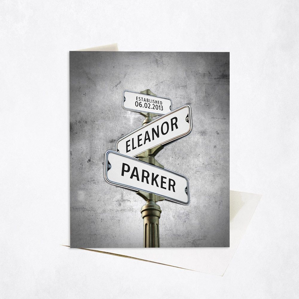 Tarnished Tin Crossroads Signpost 10th Anniversary Card Gift for Couple C-1948
