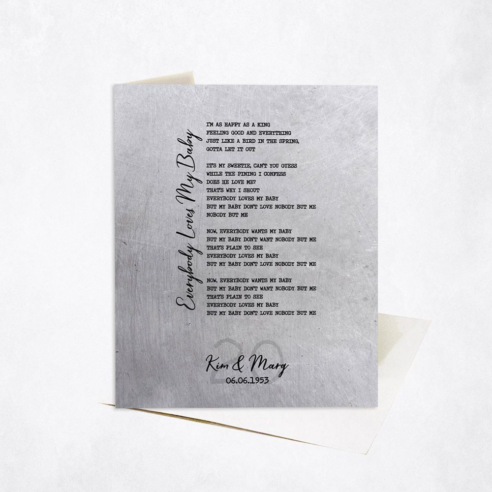 Platinum Our Song Lyrics 20th Anniversary Card Gift for Couple C-1924