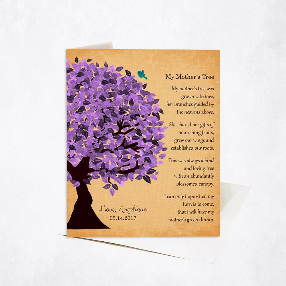 Side Purple Tree Family Stationery Card For Mom C-1478