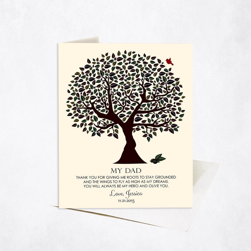 Dark Olive Tree Wedding Card Gift for Father C-1175