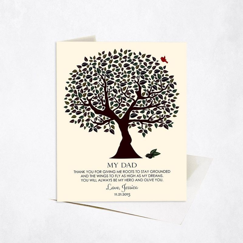 Dark Olive Tree Wedding Card Gift for Father C-1175