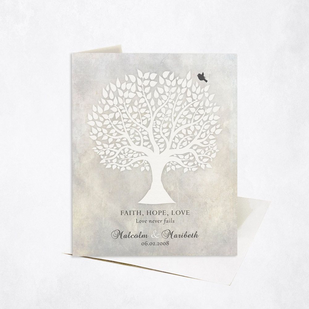 White Silhouette Tree Anniversary Card Gift for Couple C-1520