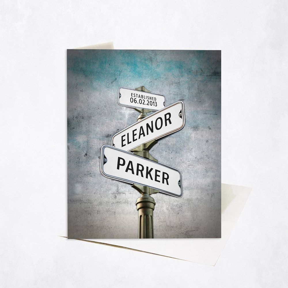 Tarnished Tin Crossroads Signpost 10th Anniversary Card Gift for Couple C-1947