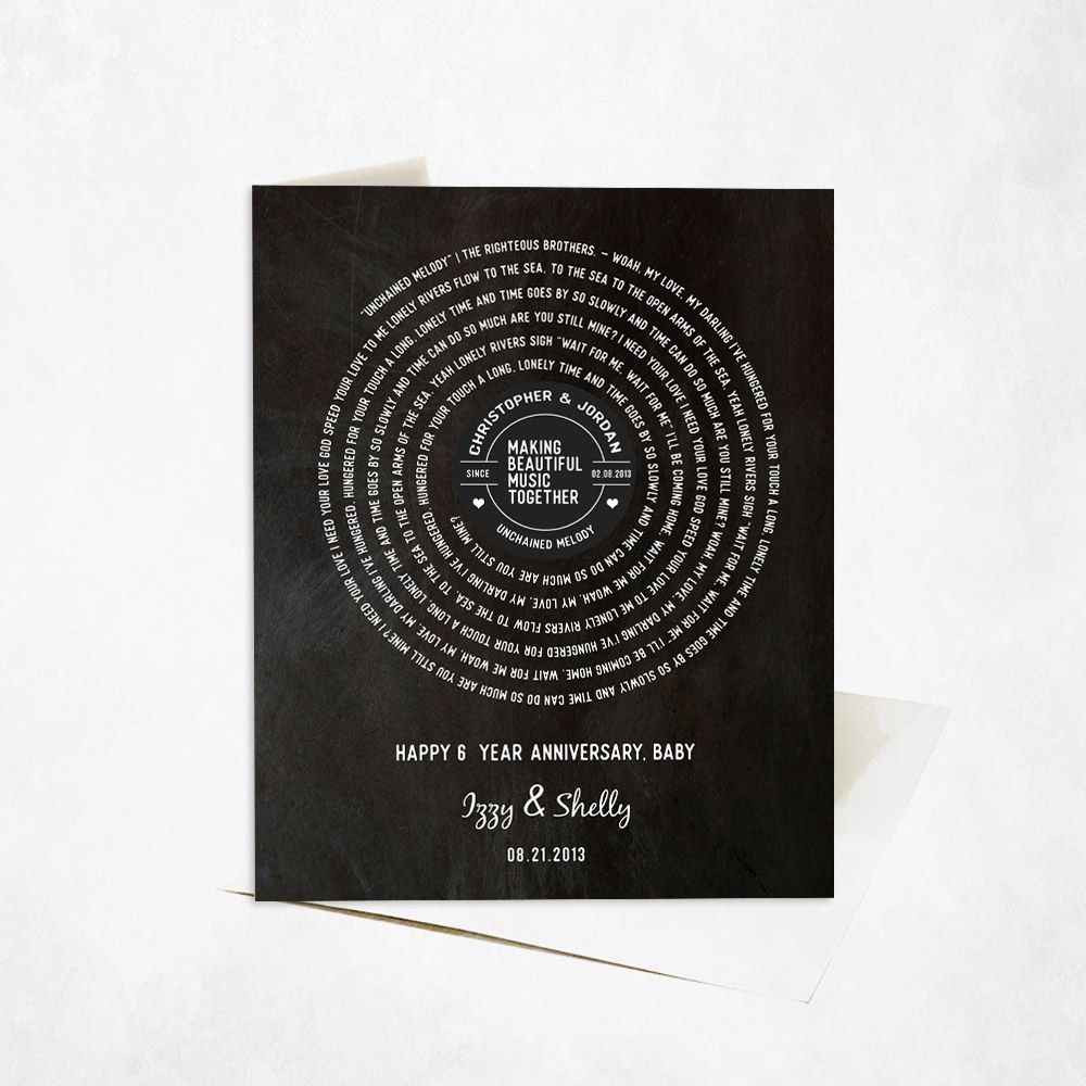 Iron Our Song Lyrics 6th Anniversary Card Gift for Couple C-1911