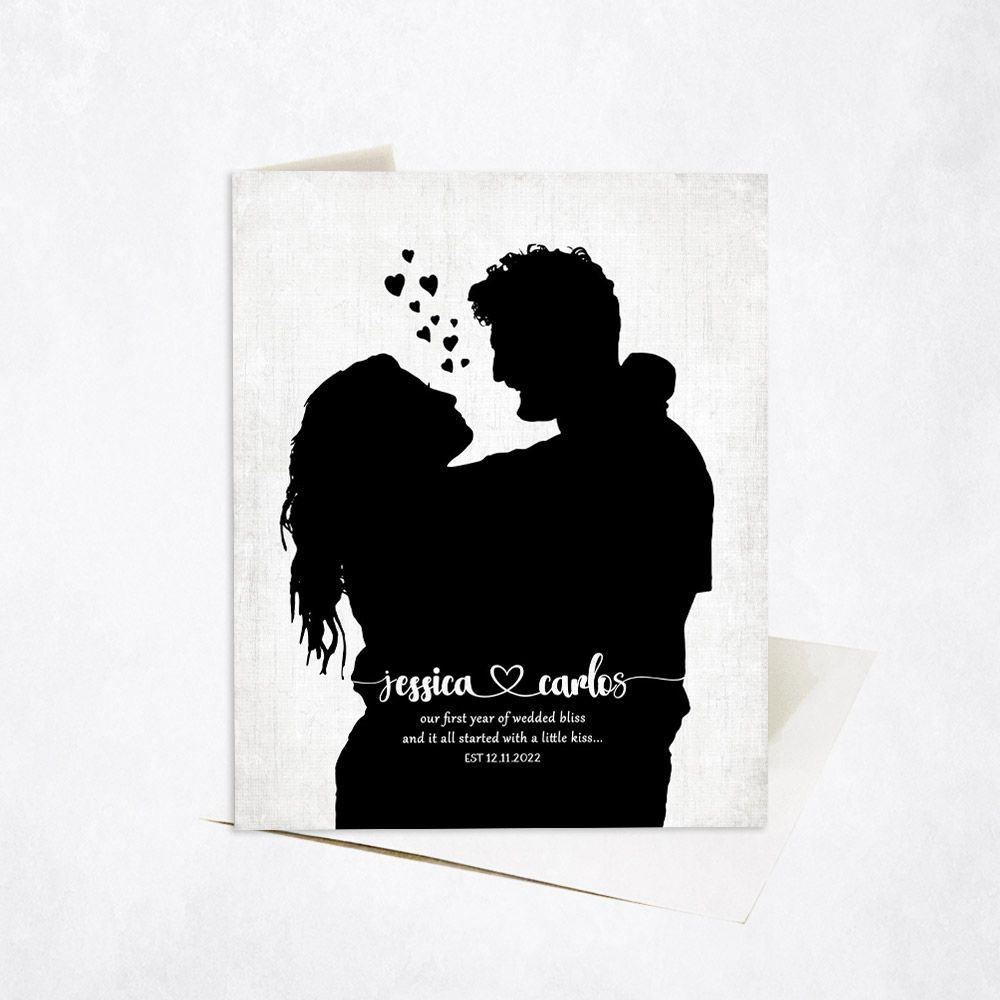Paper Couple Silhouette 1st Anniversary Card Gift for Couple C-1859
