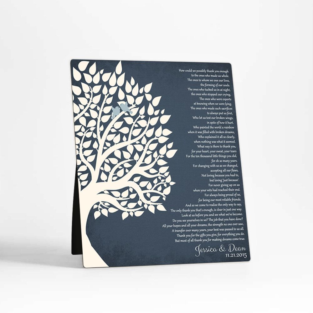 #1 Best Seller - Half Tree Silhouette Wedding Desktop Plaque Gift for Parents D-1132