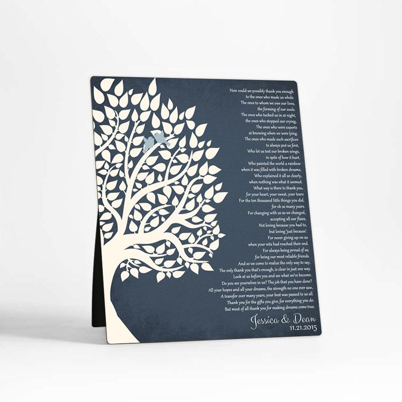 #1 Best Seller - Half Tree Silhouette Wedding Desktop Plaque Gift for Parents D-1132