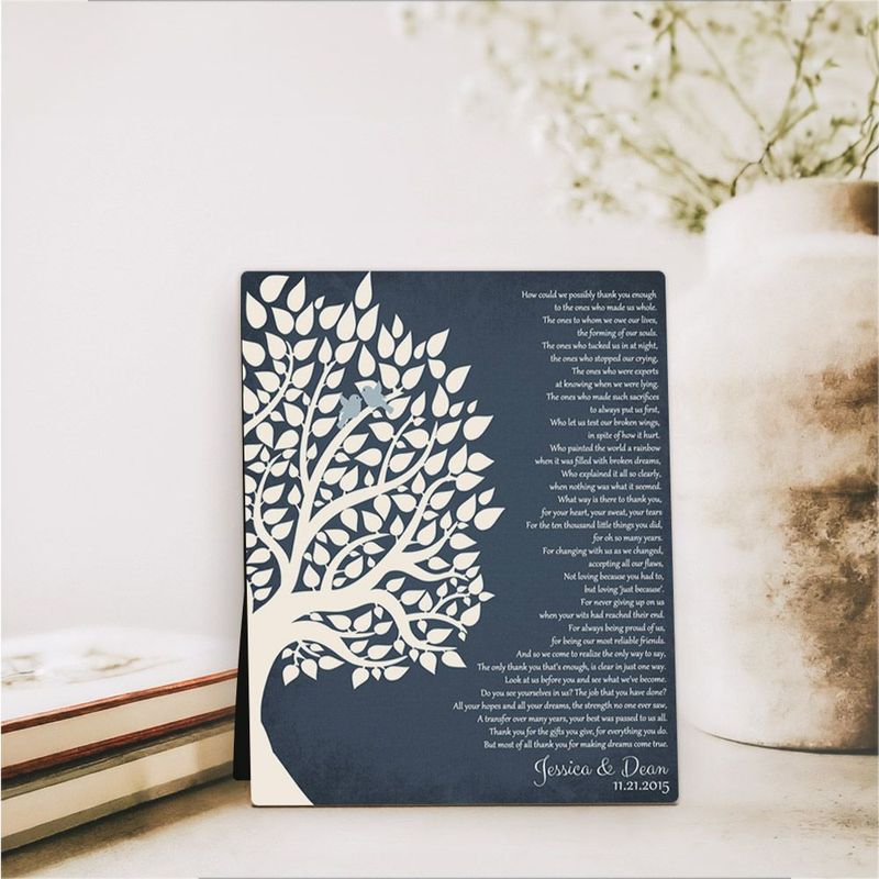 #1 Best Seller - Half Tree Silhouette Wedding Desktop Plaque Gift for Parents D-1132