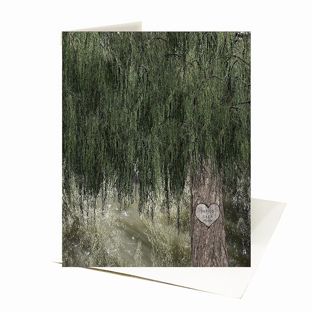 Large Green Willow Names in Tree Anniversary Card Gift for Couple C-2173