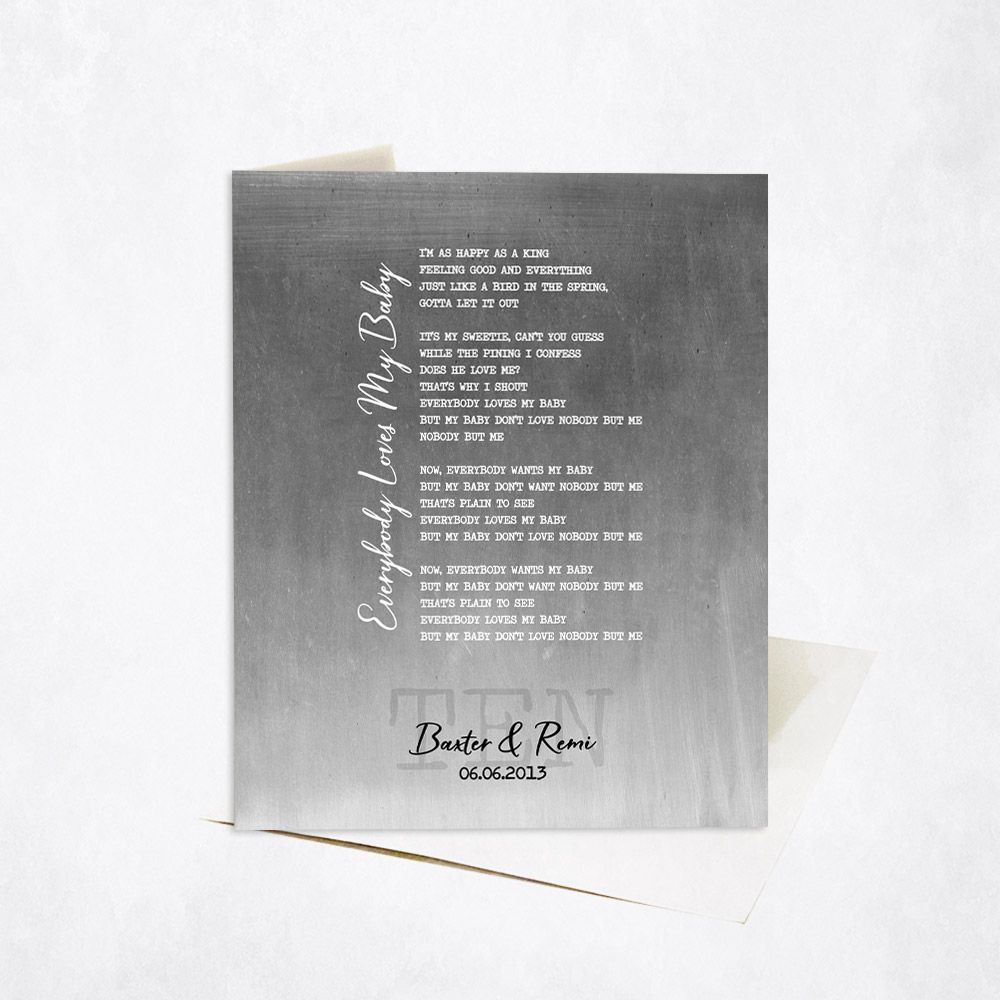 Tin Our Song Lyrics 10th Anniversary Card Gift for Couple C-1925