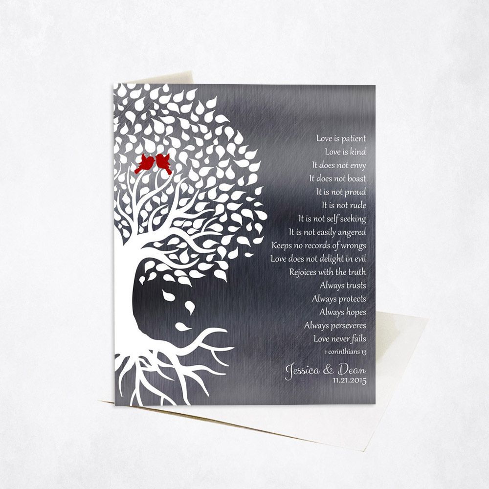 Tin Half Tree with Roots 10th Anniversary Card Gift for Couple C-1281
