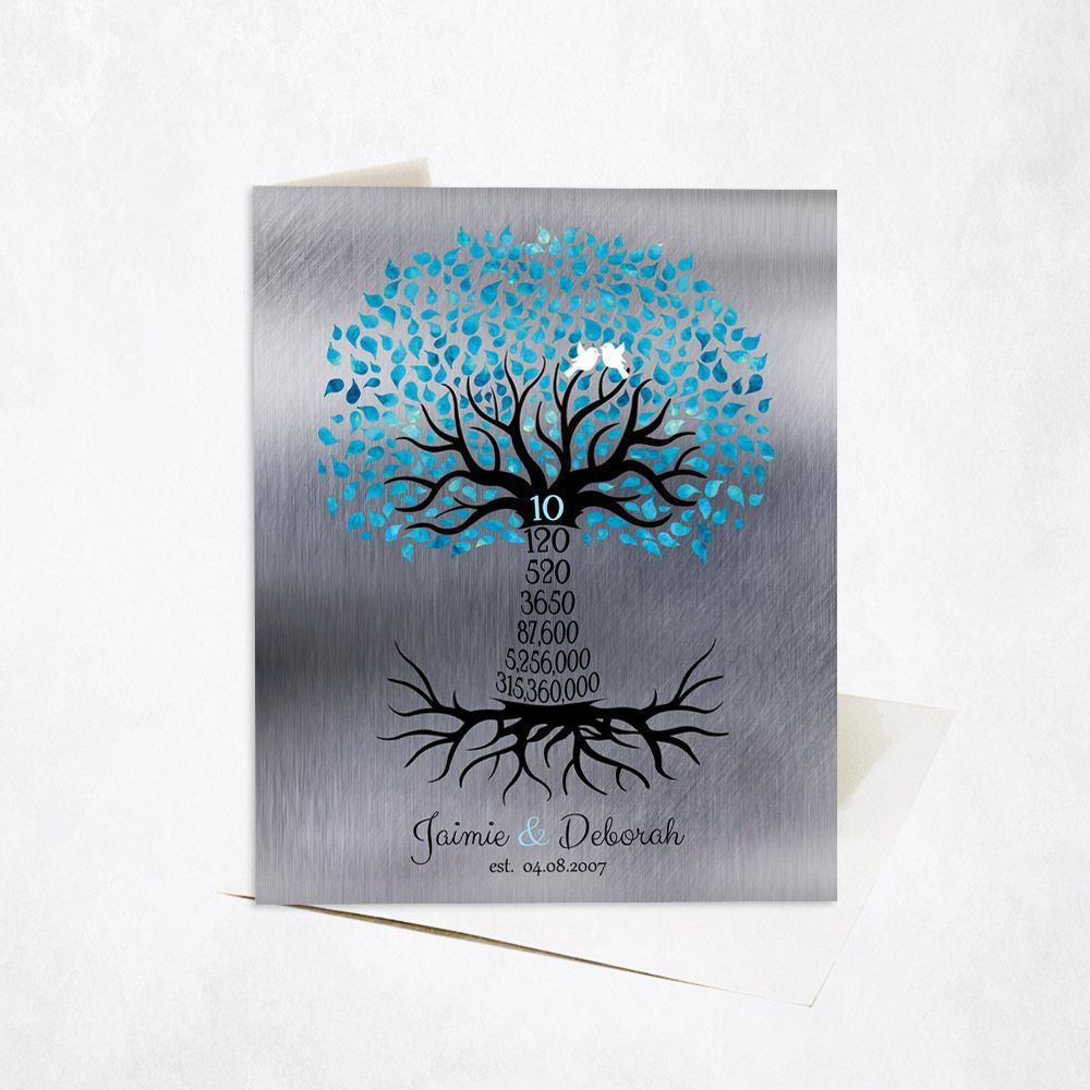 #1 Best Seller - Tin Countdown Tree 10th Anniversary Card Gift for Couple C-1440
