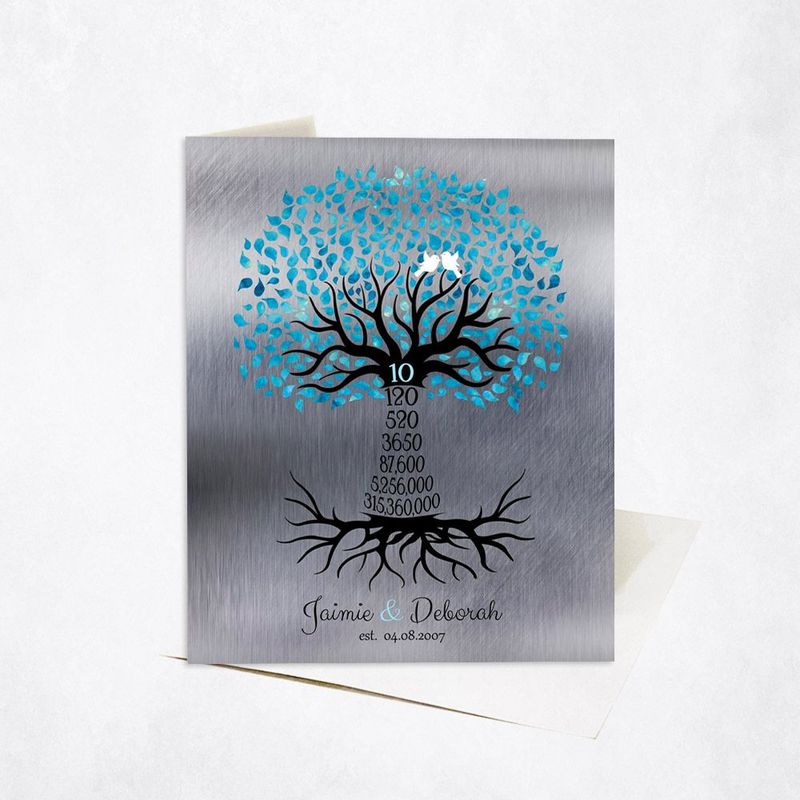 #1 Best Seller - Tin Countdown Tree 10th Anniversary Card Gift for Couple C-1440