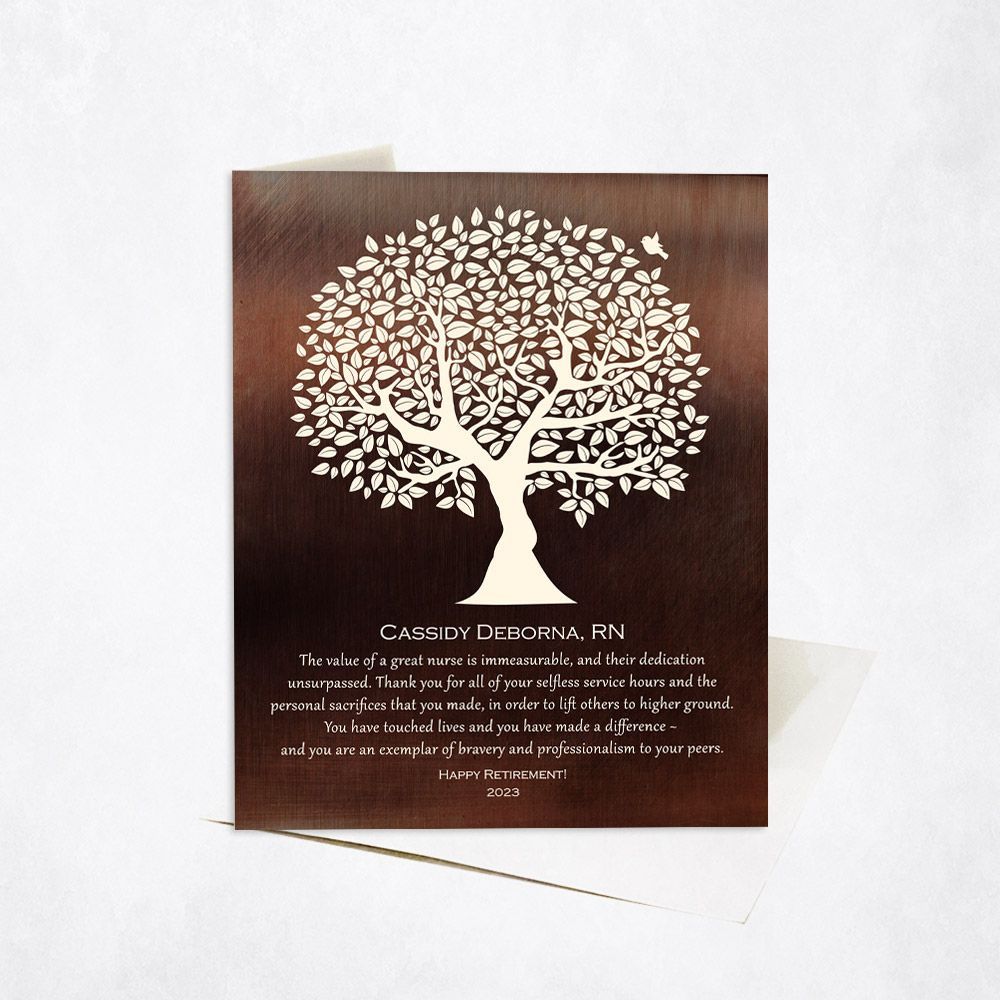 #1 Best Seller - Bronze Tree Silhouette Leadership Appreciation Card Gift for Nurse C-1561