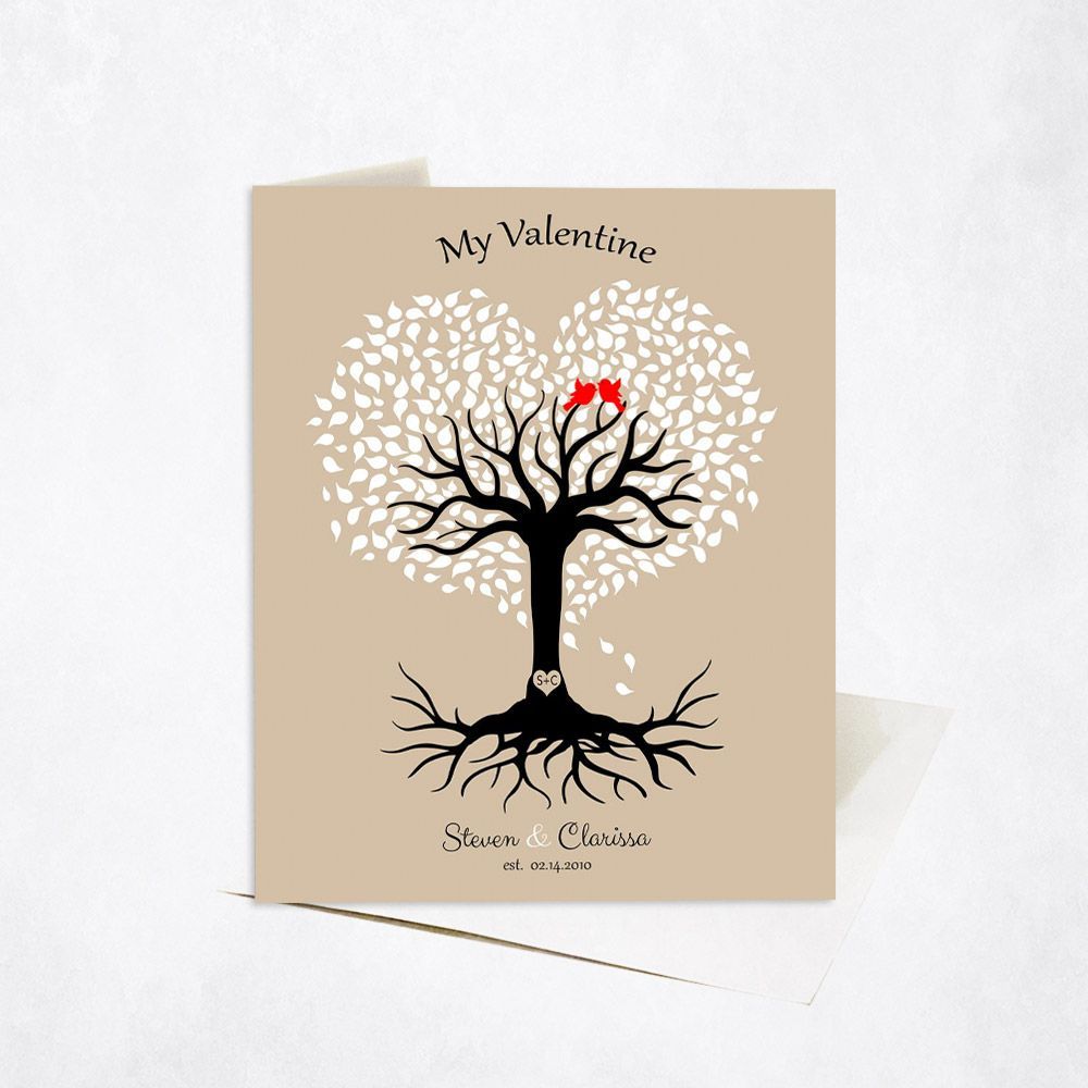 Heart Shape Tree Anniversary Stationery Card For Couple C-1816
